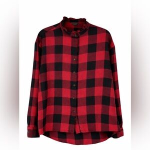 Eddie Bauer Buffalo Check Snap Up Blouse